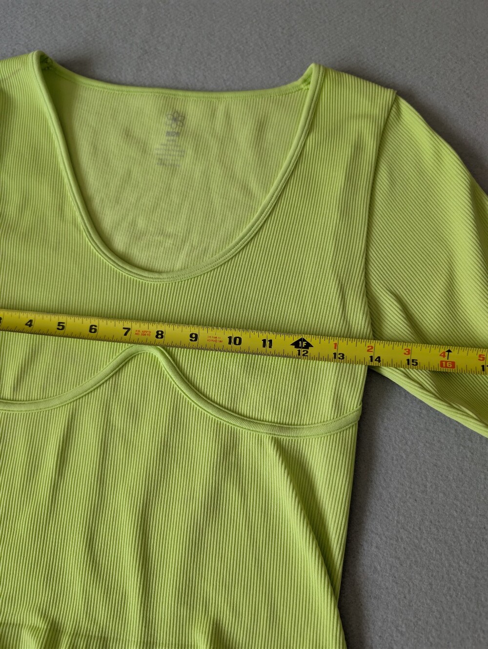 Bustier Style Long Sleeve Ribbed Top Lime Neon Green XL/XXL Activewear Soft Girl image 9